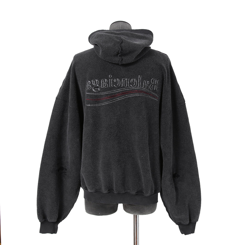 BALENCIAGA バレンシアガ / 24SS 美品 POLITICAL CAMPAIGN INSIDE-OUT ZIP-UP HOODIE / パーカー / size 2 (フェード ブラック)