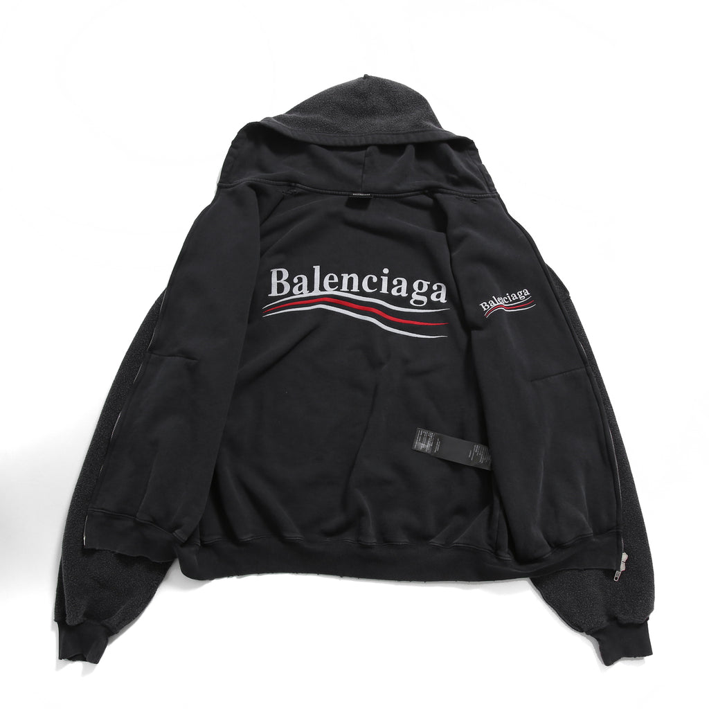 BALENCIAGA バレンシアガ / 24SS 美品 POLITICAL CAMPAIGN INSIDE-OUT ZIP-UP HOODIE / パーカー / size 2 (フェード ブラック)
