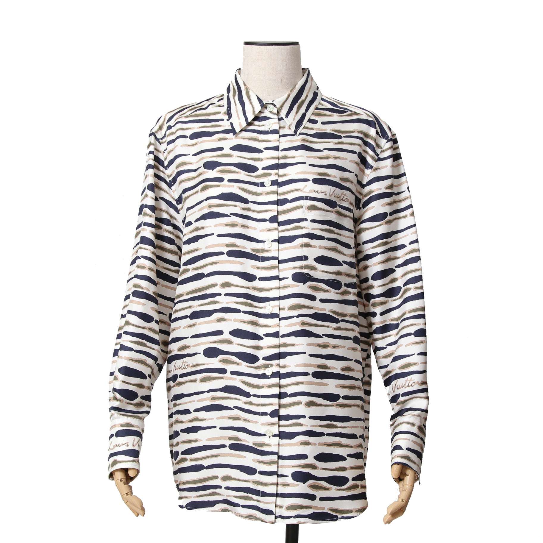 Louis Vitton ルイヴィトン / 22AW 美品 アニマルプリント 総柄 シルク 長袖シャツ / RW222J NY2 FNBL23 / size 36 (WHITE) ユニセックス
