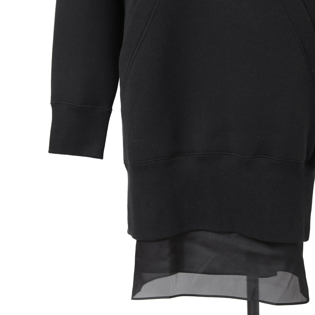 sacai サカイ / 23AW 美品 スポンジスウェット ロング フーディ / バックジップ / キャミソール付 / 23-06828 / size 3 (BLACK)