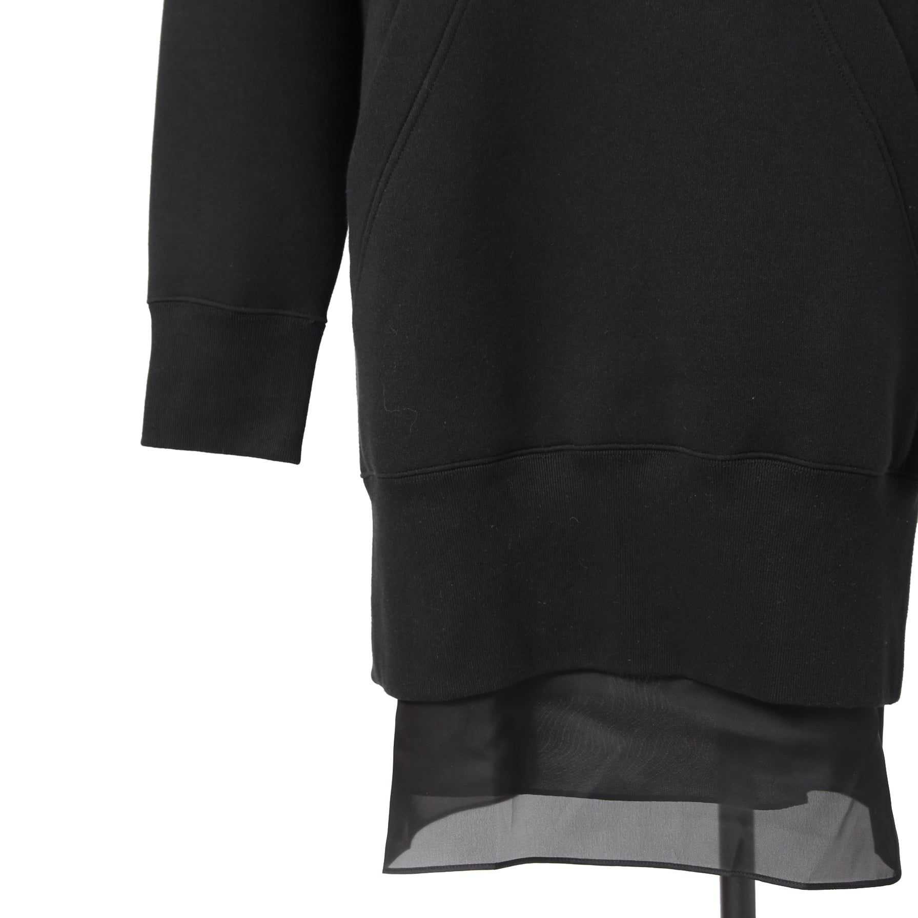 sacai サカイ / 23AW 美品 スポンジスウェット ロング フーディ / バックジップ / キャミソール付 / 23-06828 / size 3 (BLACK)