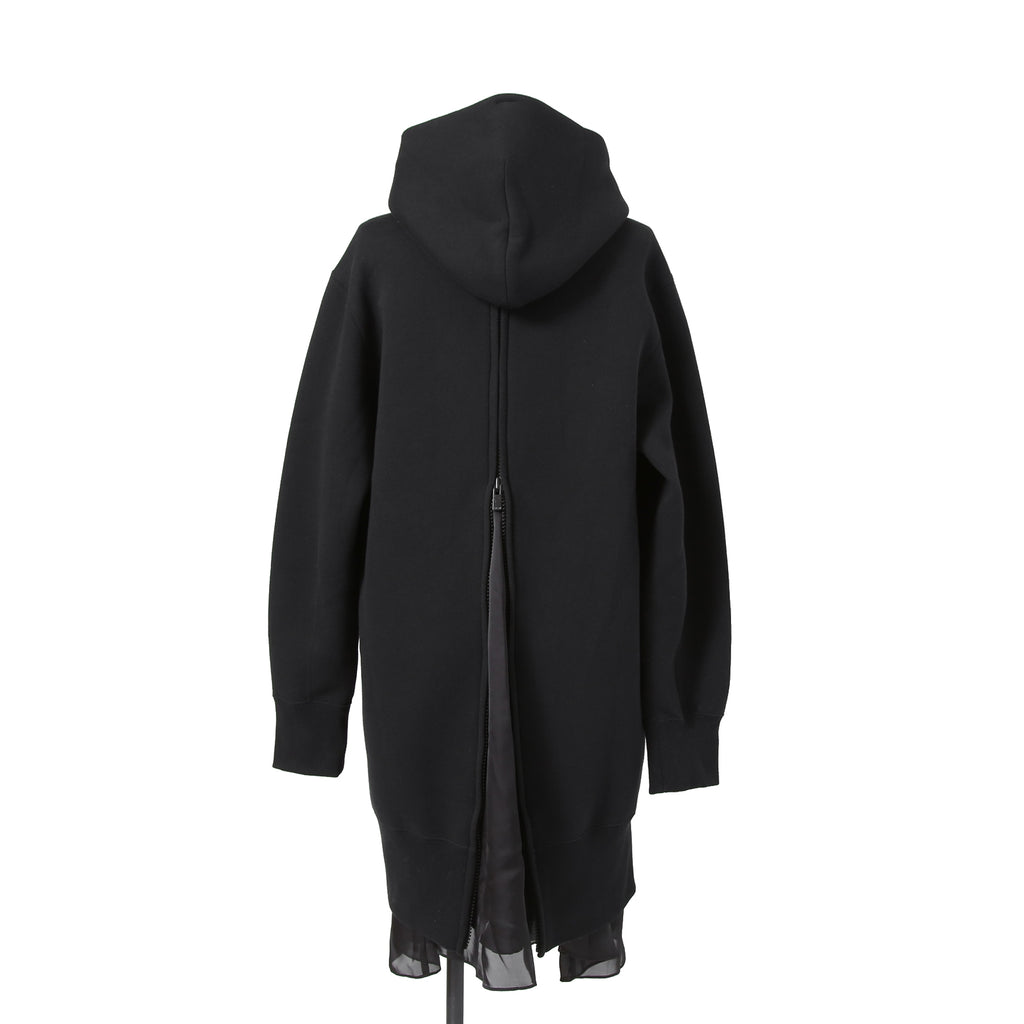 sacai サカイ / 23AW 美品 スポンジスウェット ロング フーディ / バックジップ / キャミソール付 / 23-06828 / size 3 (BLACK)