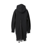 sacai サカイ / 23AW 美品 スポンジスウェット ロング フーディ / バックジップ / キャミソール付 / 23-06828 / size 3 (BLACK)