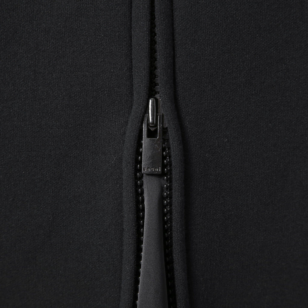 sacai サカイ / 23AW 美品 スポンジスウェット ロング フーディ / バックジップ / キャミソール付 / 23-06828 / size 3 (BLACK)