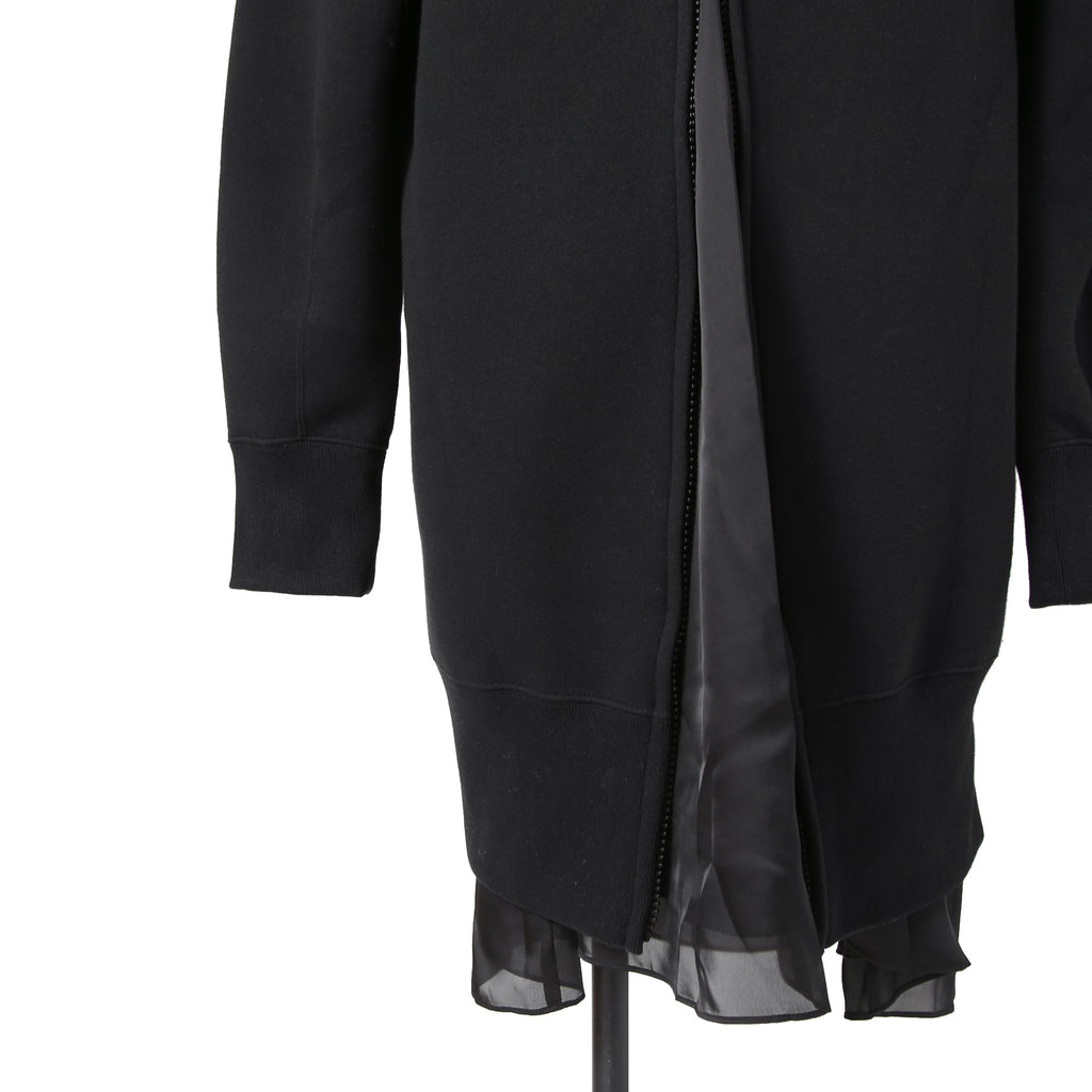sacai サカイ / 23AW 美品 スポンジスウェット ロング フーディ / バックジップ / キャミソール付 / 23-06828 / size 3 (BLACK)