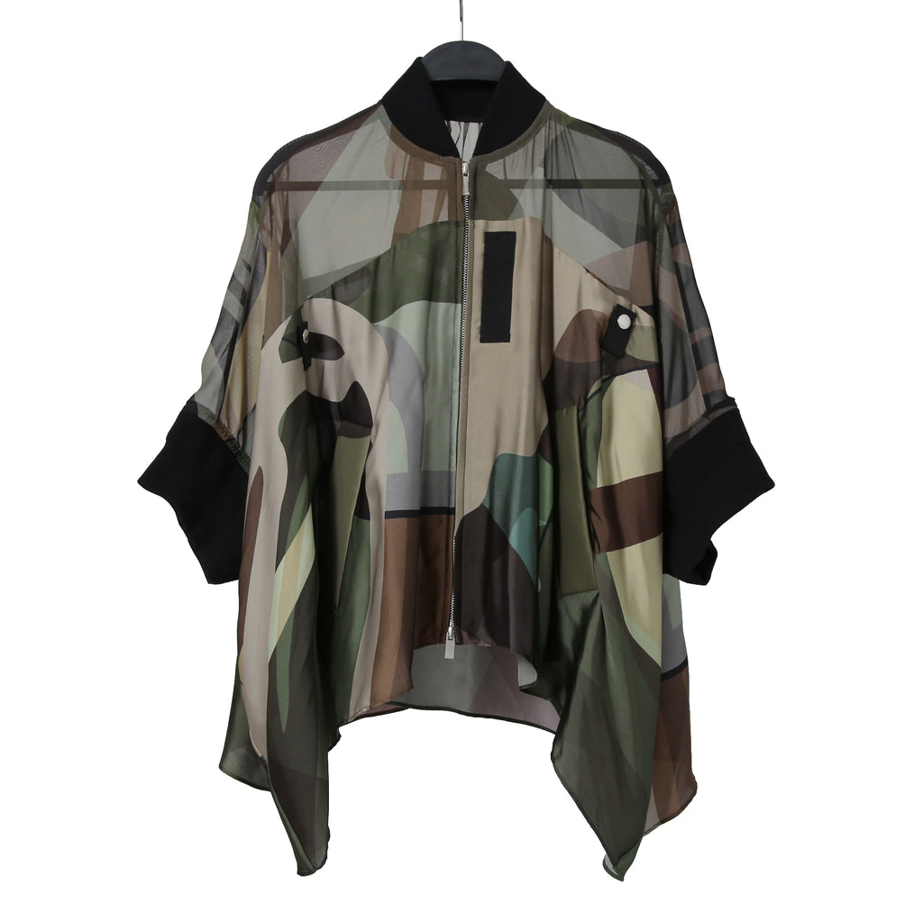 sacai x KAWSサカイ カウズ コラボ / 21SS 美品 カモフラージュ シアー ブルゾン / ジャケット / 21-05679 / size 1 (CAMO)