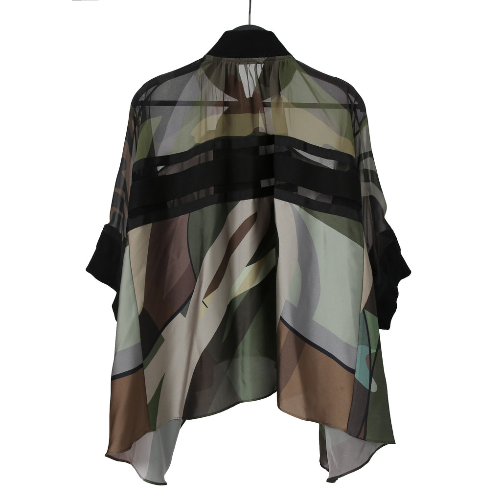 sacai x KAWSサカイ カウズ コラボ / 21SS 美品 カモフラージュ シアー ブルゾン / ジャケット / 21-05679 / size 1 (CAMO)