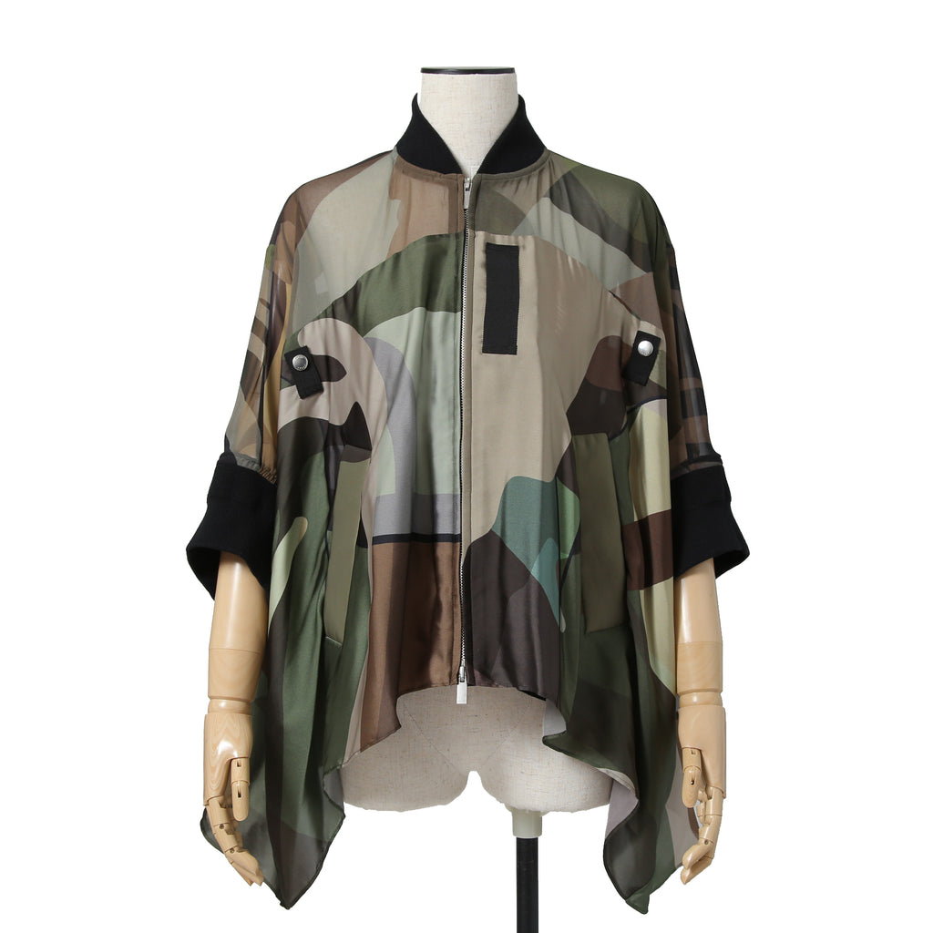 sacai x KAWSサカイ カウズ コラボ / 21SS 美品 カモフラージュ シアー ブルゾン / ジャケット / 21-05679 / size 1 (CAMO)