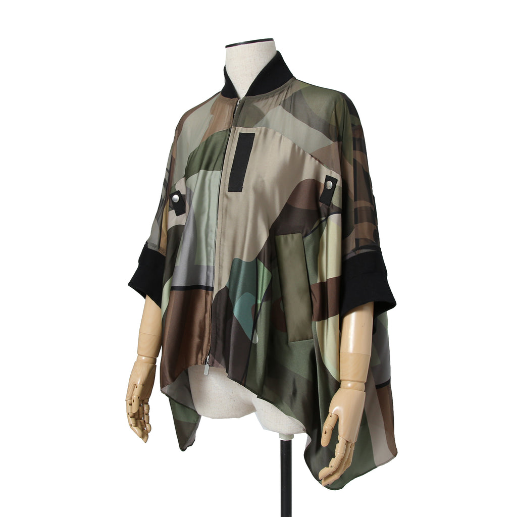 sacai x KAWSサカイ カウズ コラボ / 21SS 美品 カモフラージュ シアー ブルゾン / ジャケット / 21-05679 / size 1 (CAMO)