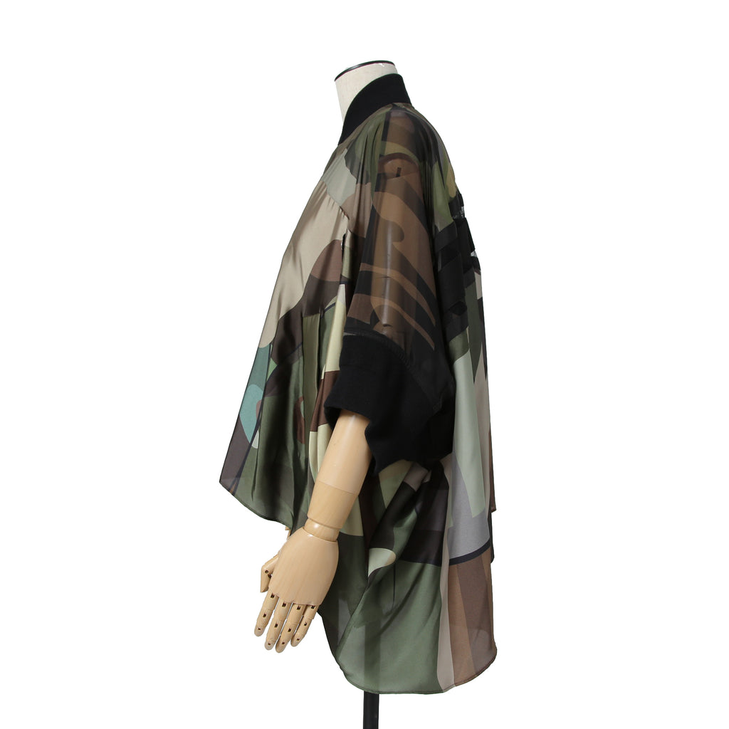 sacai x KAWSサカイ カウズ コラボ / 21SS 美品 カモフラージュ シアー ブルゾン / ジャケット / 21-05679 / size 1 (CAMO)