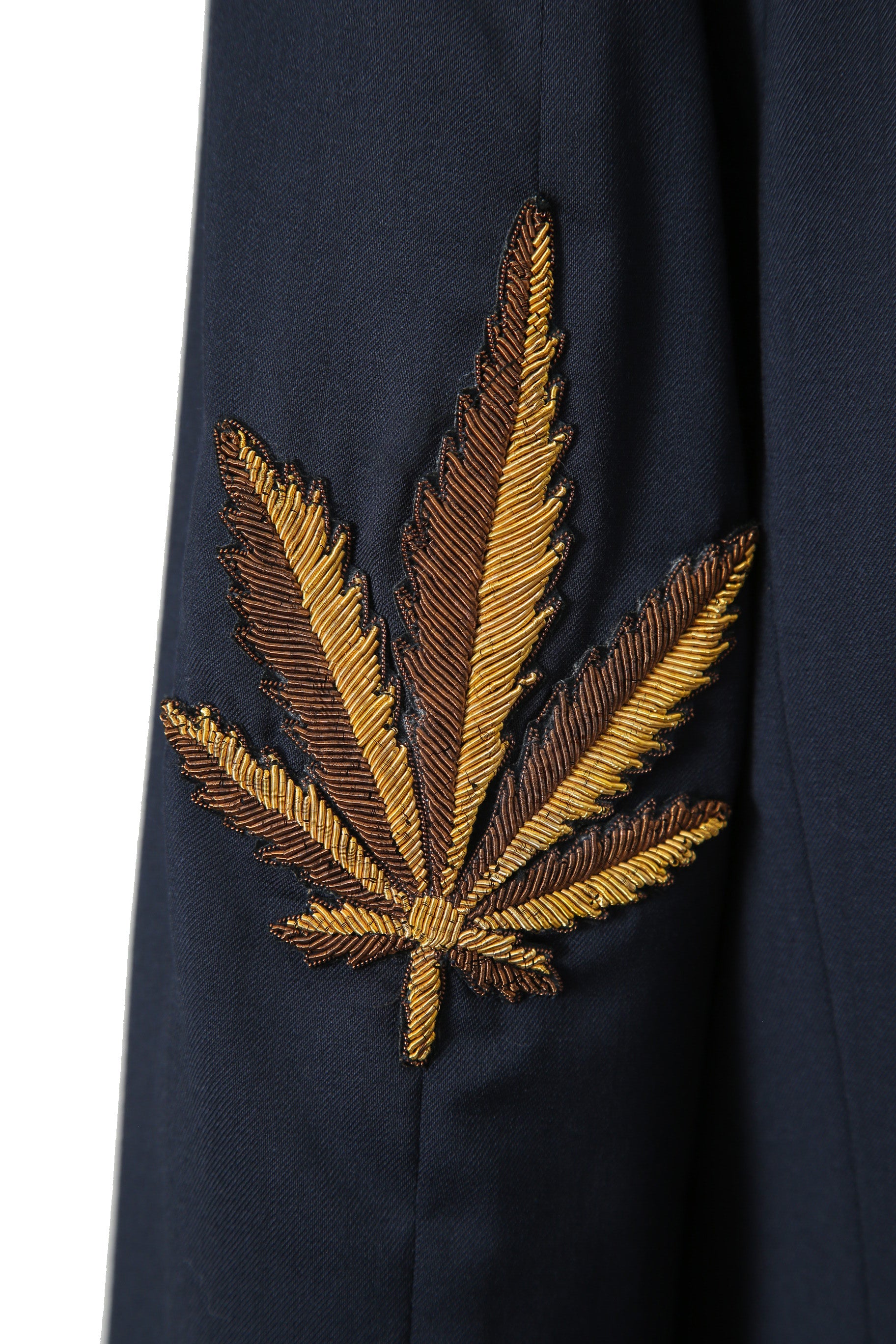 Palm Angels パームエンジェルス / ヘンプ エンブロイダリー / ダブルジャケット / size 44 (NAVY) 麻 刺繍