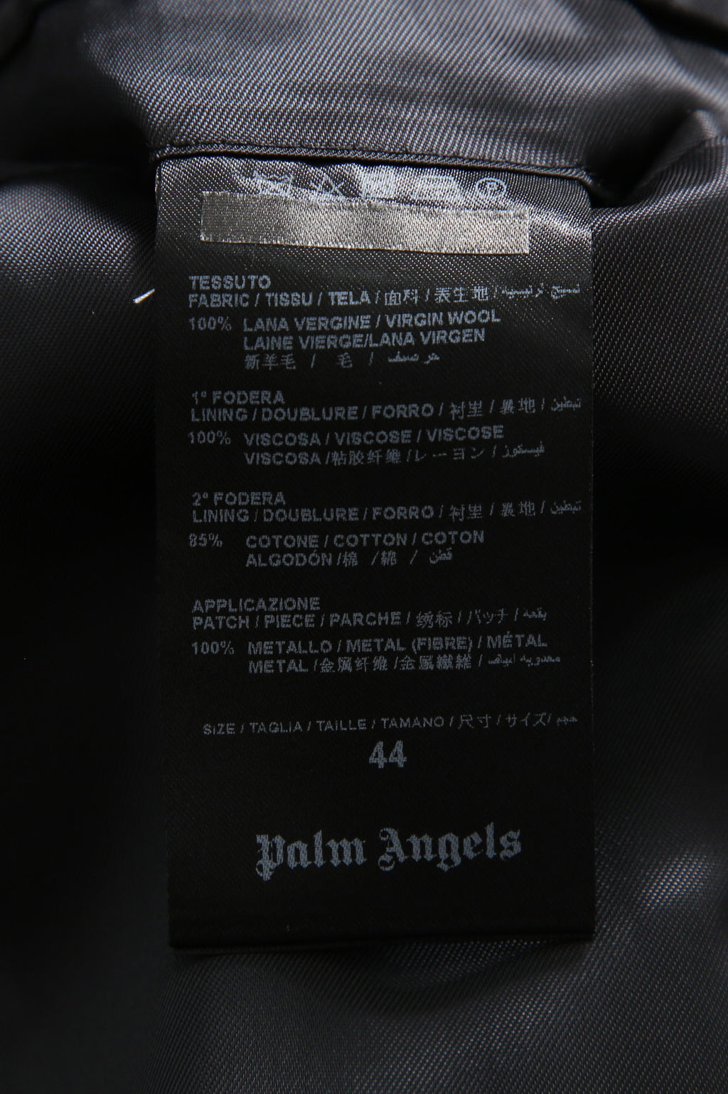 Palm Angels パームエンジェルス / ヘンプ エンブロイダリー / ダブルジャケット / size 44 (NAVY) 麻 刺繍