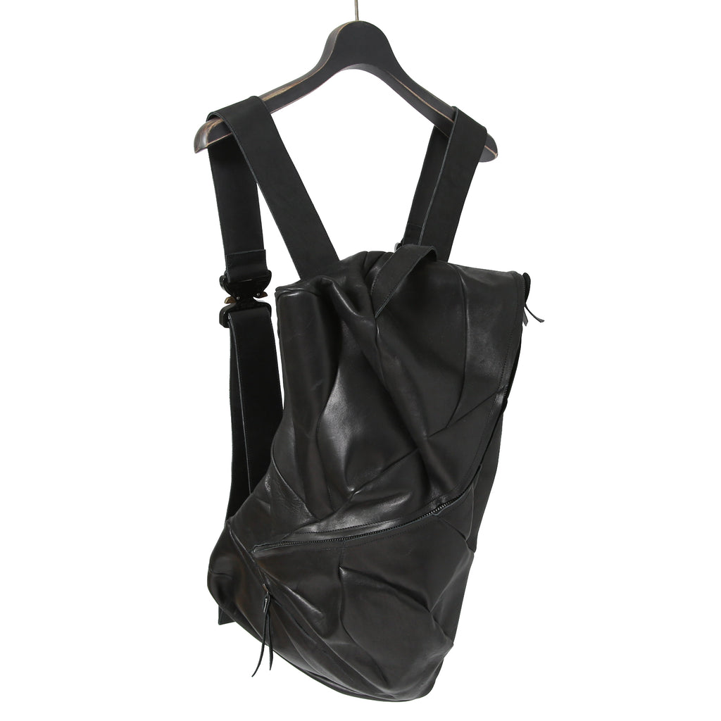 新品 LEON EMANUEL BLANCK レオンエマニュエル ブランク / GUIDI HORSE “Full grain” LEATHER / Distortion Pregnant Lady Backpack / BLACK リュック