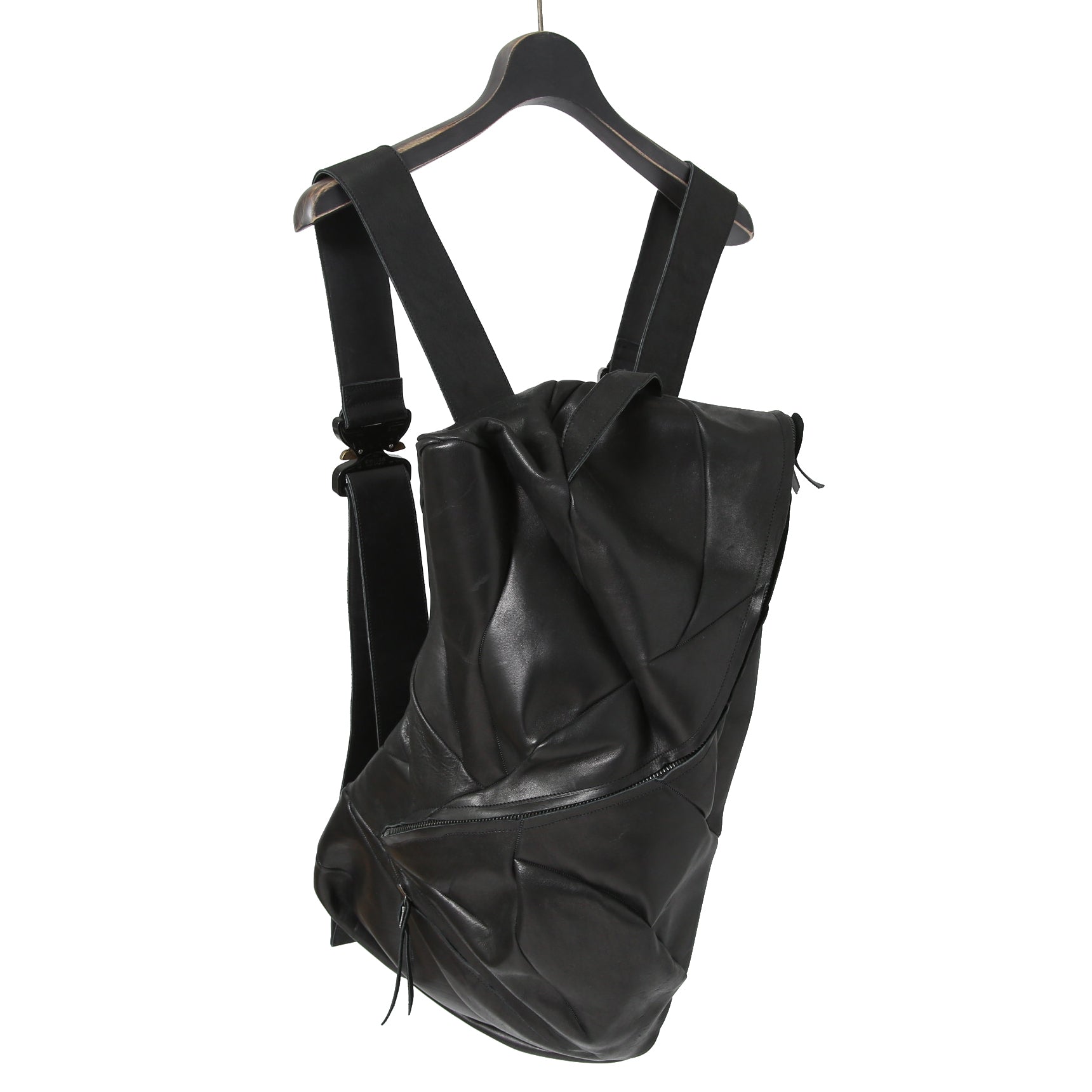 新品 LEON EMANUEL BLANCK レオンエマニュエル ブランク / GUIDI HORSE “Full grain” LEATHER / Distortion Pregnant Lady Backpack / BLACK リュック