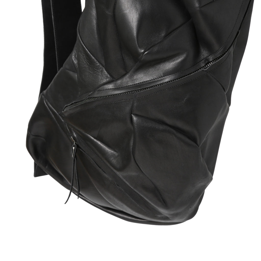 新品 LEON EMANUEL BLANCK レオンエマニュエル ブランク / GUIDI HORSE “Full grain” LEATHER / Distortion Pregnant Lady Backpack / BLACK リュック