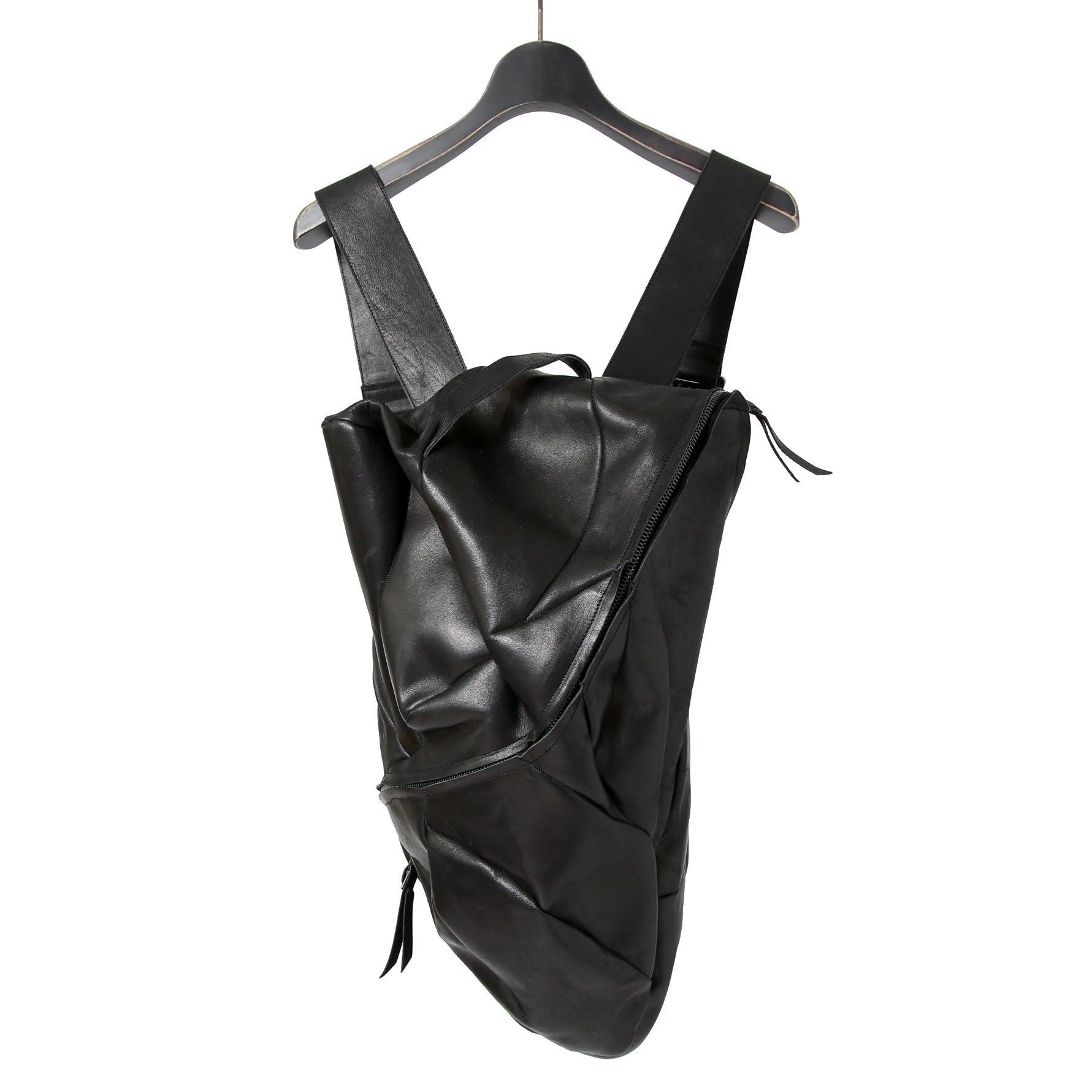 新品 LEON EMANUEL BLANCK レオンエマニュエル ブランク / GUIDI HORSE “Full grain” LEATHER / Distortion Pregnant Lady Backpack / BLACK リュック