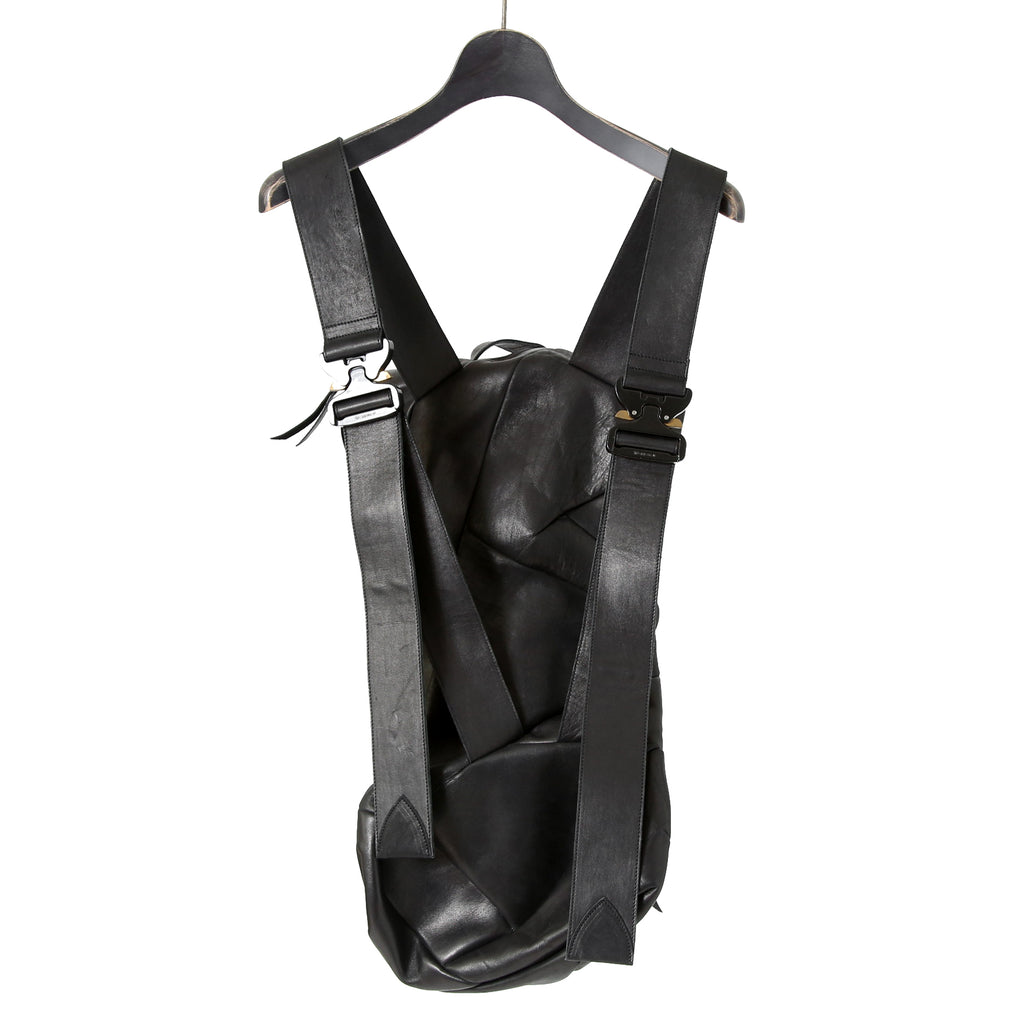 新品 LEON EMANUEL BLANCK レオンエマニュエル ブランク / GUIDI HORSE “Full grain” LEATHER / Distortion Pregnant Lady Backpack / BLACK リュック