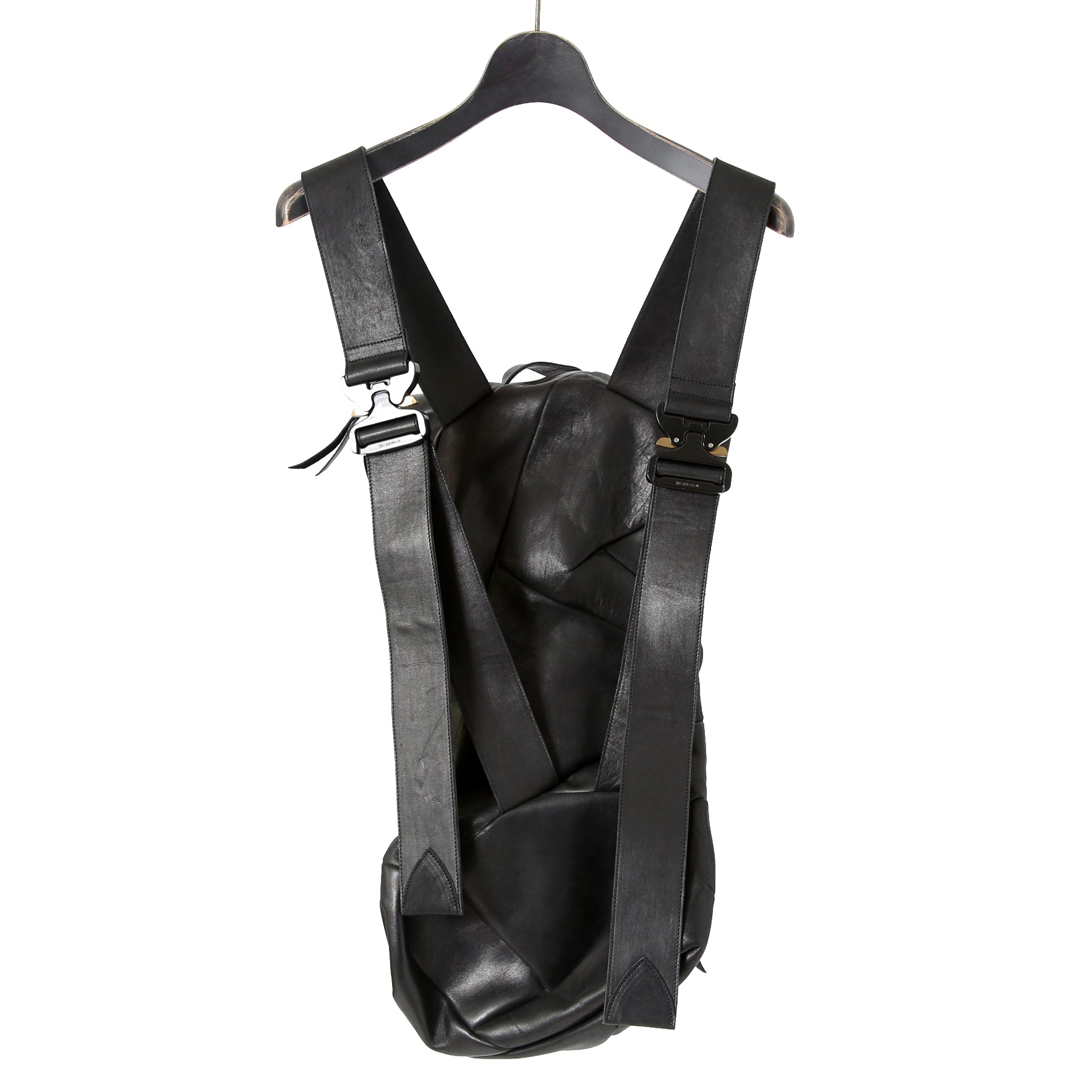 新品 LEON EMANUEL BLANCK レオンエマニュエル ブランク / GUIDI HORSE “Full grain” LEATHER / Distortion Pregnant Lady Backpack / BLACK リュック