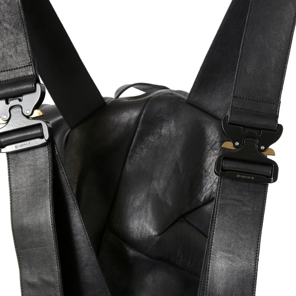 新品 LEON EMANUEL BLANCK レオンエマニュエル ブランク / GUIDI HORSE “Full grain” LEATHER / Distortion Pregnant Lady Backpack / BLACK リュック