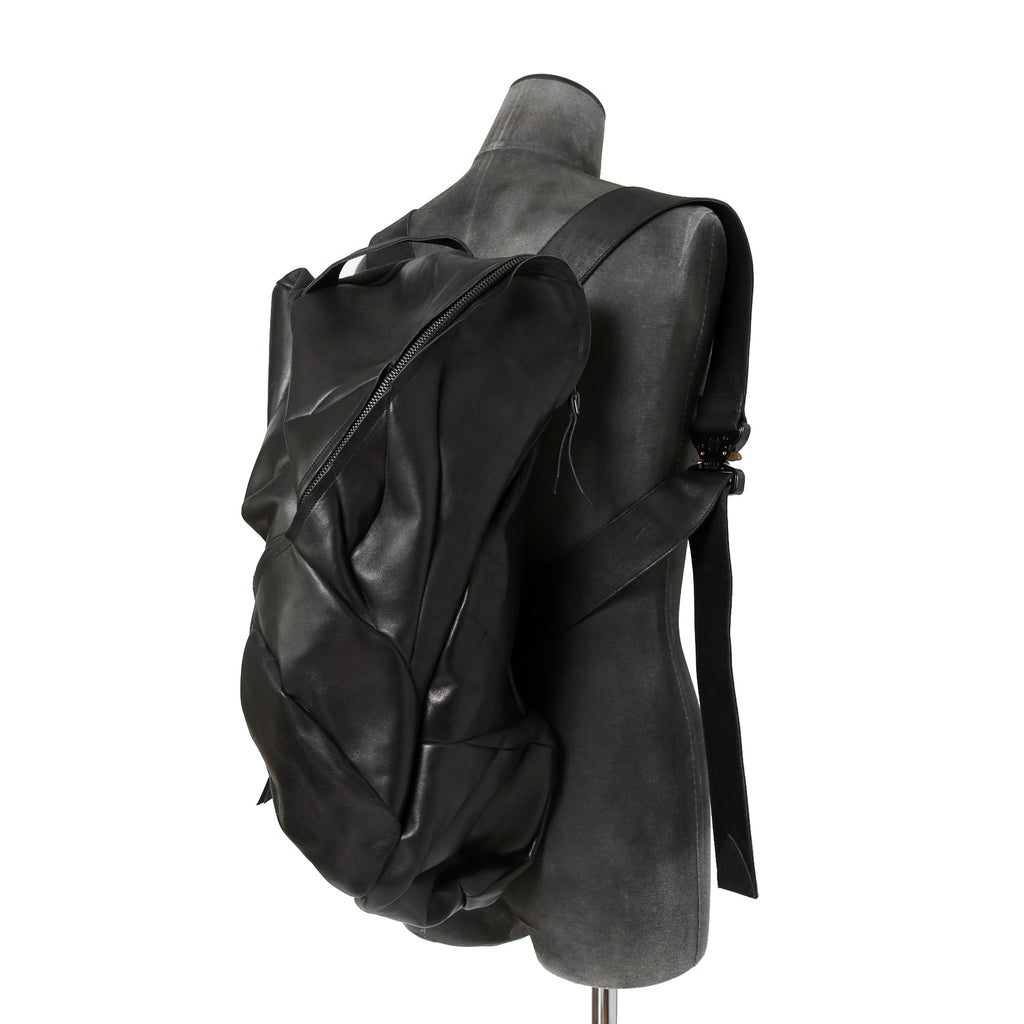 新品 LEON EMANUEL BLANCK レオンエマニュエル ブランク / GUIDI HORSE “Full grain” LEATHER / Distortion Pregnant Lady Backpack / BLACK リュック