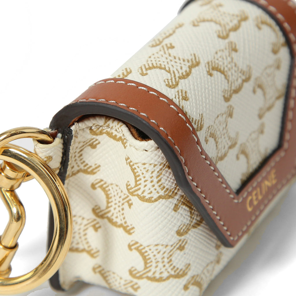 CELINE セリーヌ / ミニ バーティカル カバ / トリオンフ キャンバス カーフレザー / エアポッズケース / WHITE