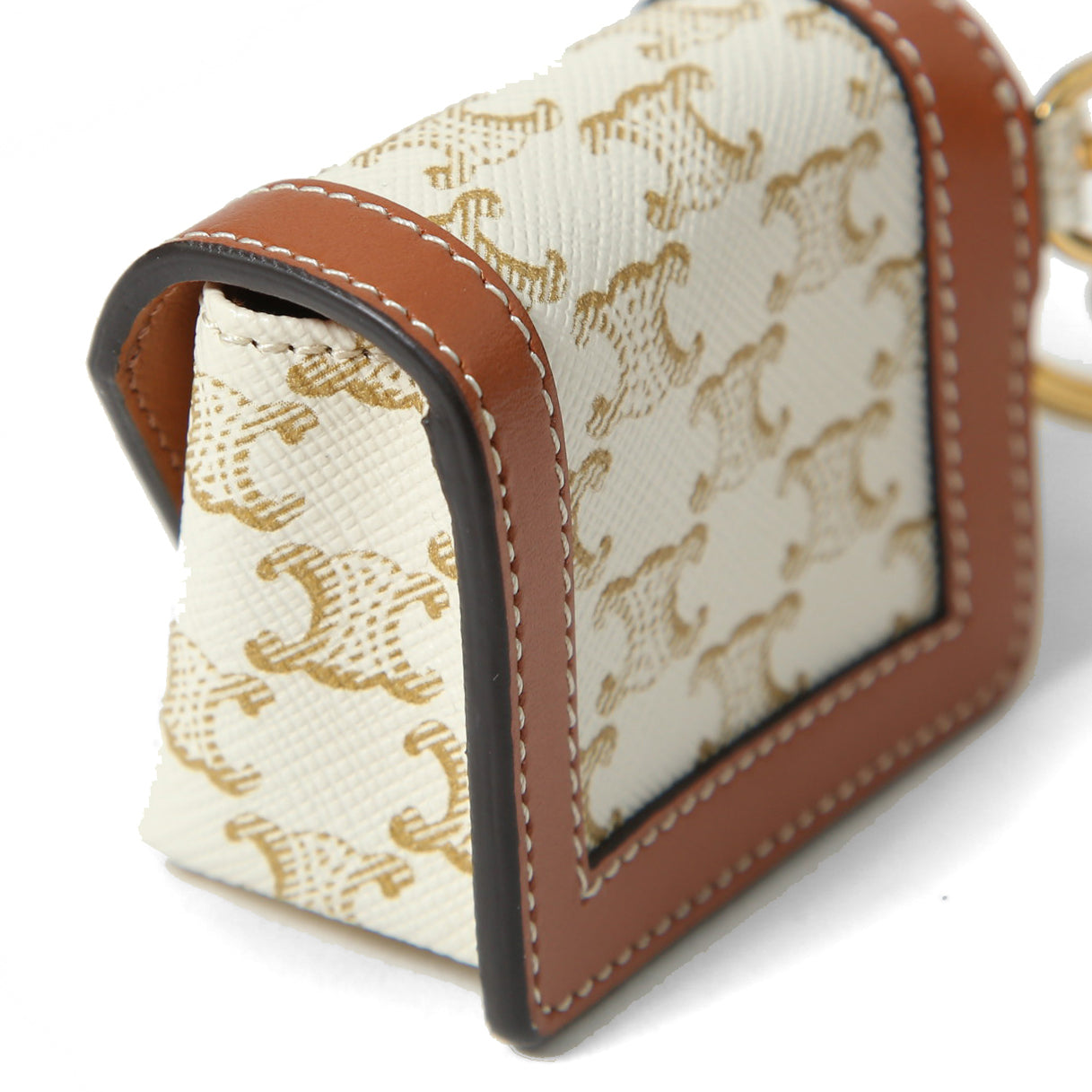 CELINE セリーヌ / ミニ バーティカル カバ / トリオンフ キャンバス カーフレザー / エアポッズケース / WHITE