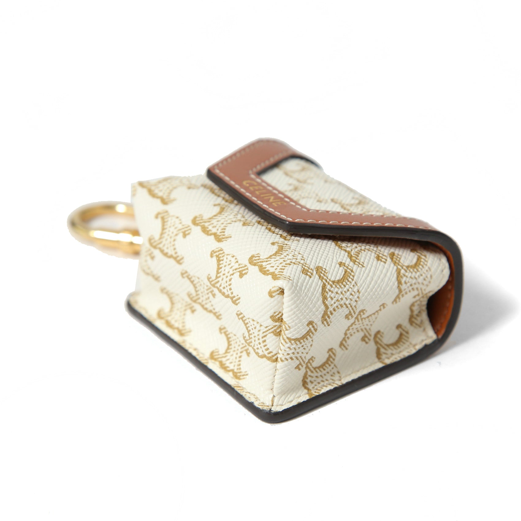 CELINE セリーヌ / ミニ バーティカル カバ / トリオンフ キャンバス カーフレザー / エアポッズケース / WHITE