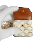 CELINE セリーヌ / ミニ バーティカル カバ / トリオンフ キャンバス カーフレザー / エアポッズケース / WHITE