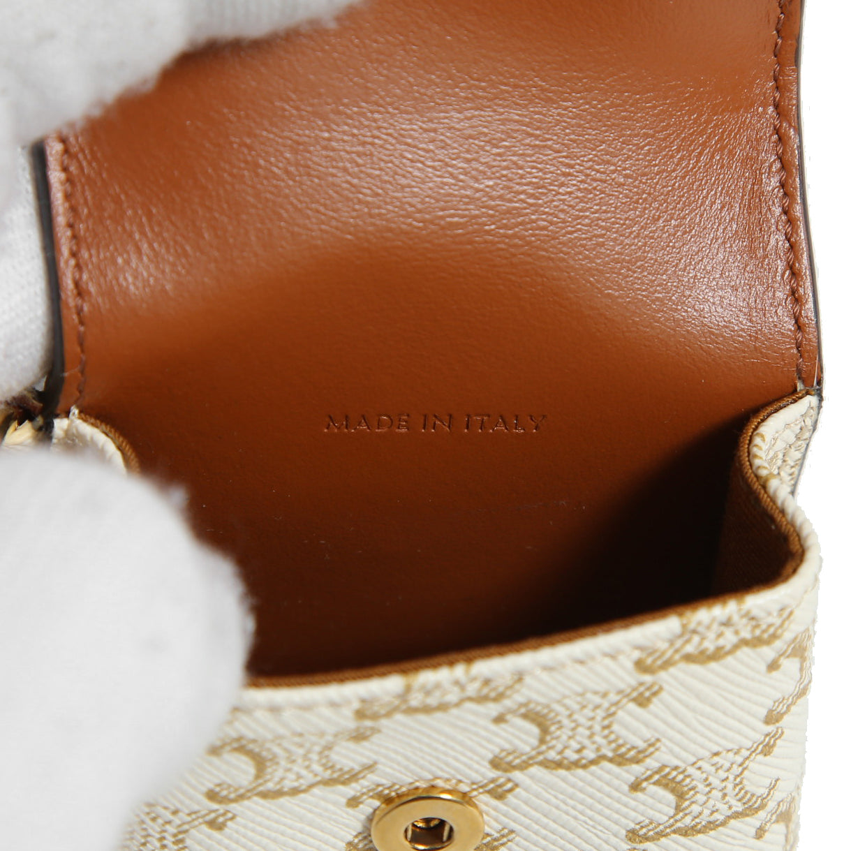 CELINE セリーヌ / ミニ バーティカル カバ / トリオンフ キャンバス カーフレザー / エアポッズケース / WHITE