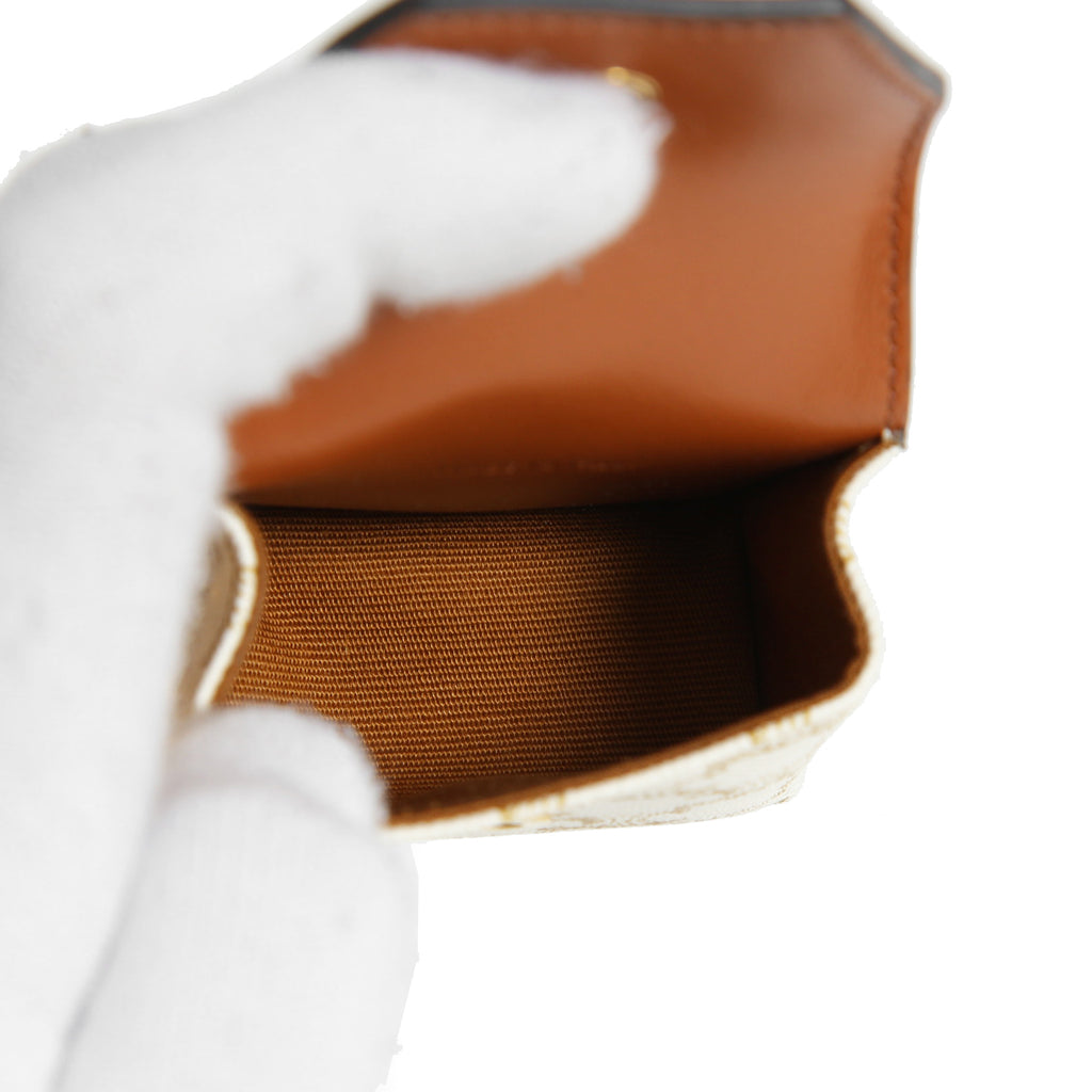 CELINE セリーヌ / ミニ バーティカル カバ / トリオンフ キャンバス カーフレザー / エアポッズケース / WHITE