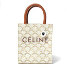 CELINE セリーヌ / ミニ バーティカル カバ / トリオンフ キャンバス カーフレザー / 2WAYバッグ / トート ショルダーバッグ / WHITE