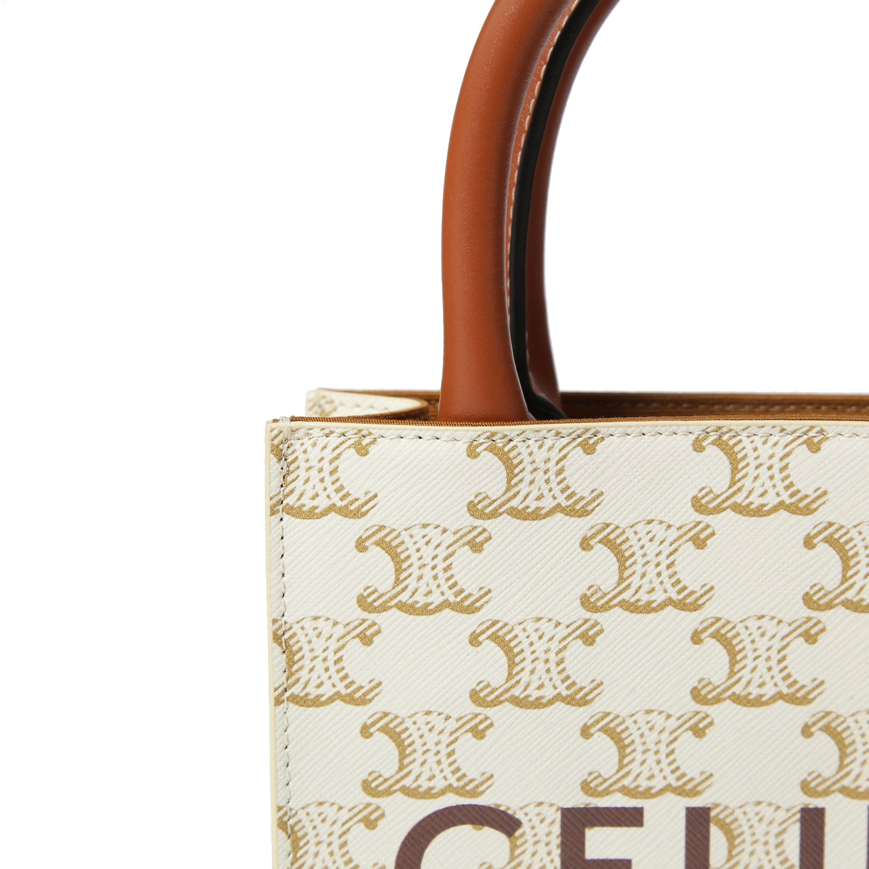 CELINE セリーヌ / ミニ バーティカル カバ / トリオンフ キャンバス カーフレザー / 2WAYバッグ / トート ショルダーバッグ / WHITE