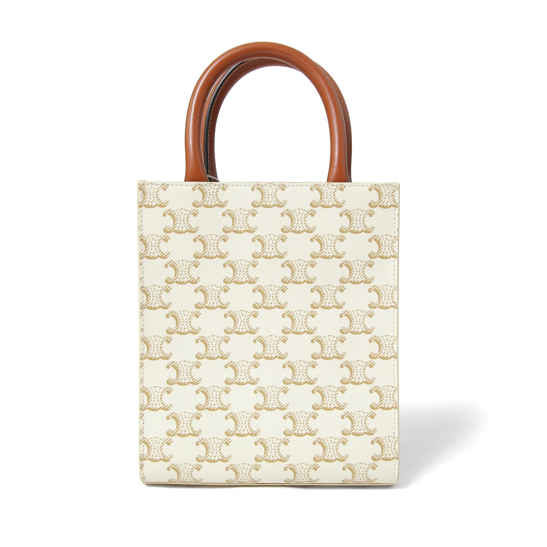 CELINE セリーヌ / ミニ バーティカル カバ / トリオンフ キャンバス カーフレザー / 2WAYバッグ / トート ショルダーバッグ / WHITE