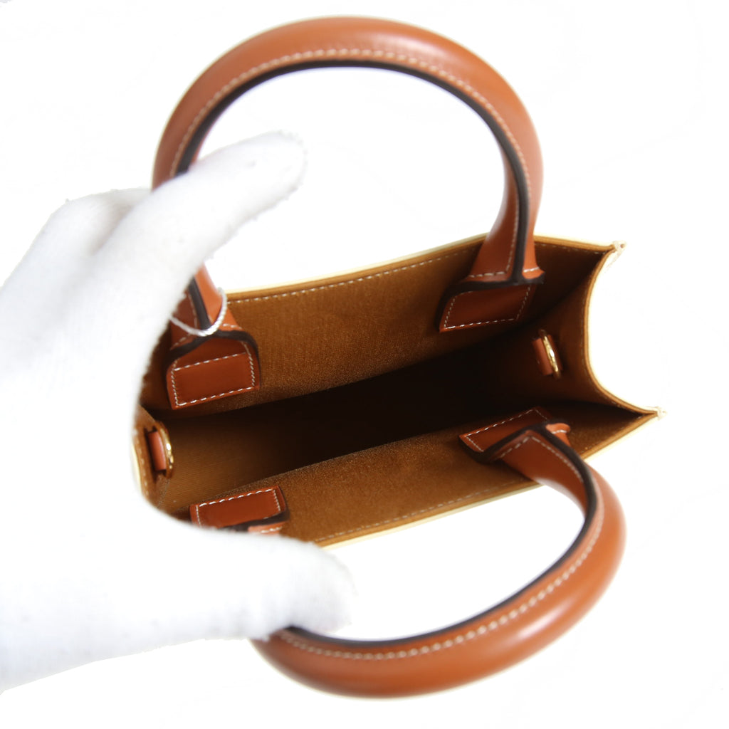 CELINE セリーヌ / ミニ バーティカル カバ / トリオンフ キャンバス カーフレザー / 2WAYバッグ / トート ショルダーバッグ / WHITE