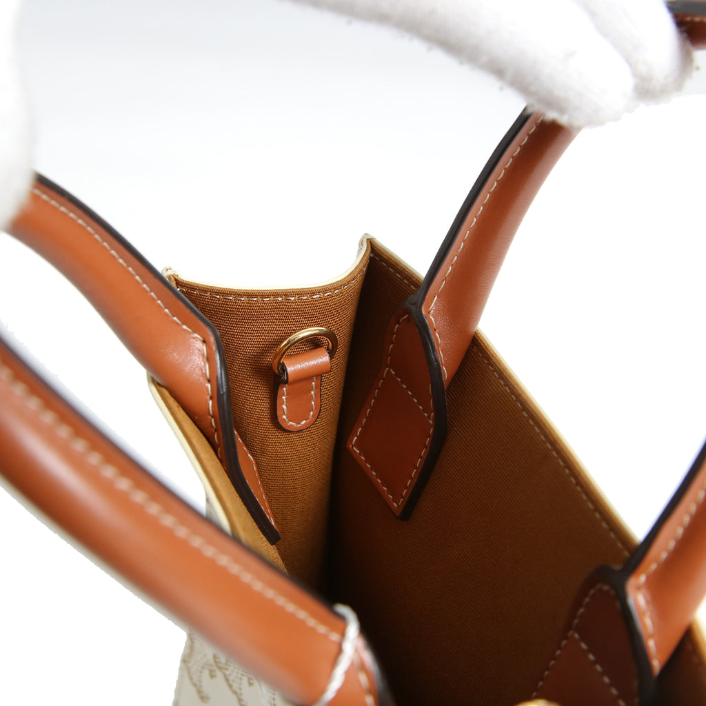 CELINE セリーヌ / ミニ バーティカル カバ / トリオンフ キャンバス カーフレザー / 2WAYバッグ / トート ショルダーバッグ / WHITE