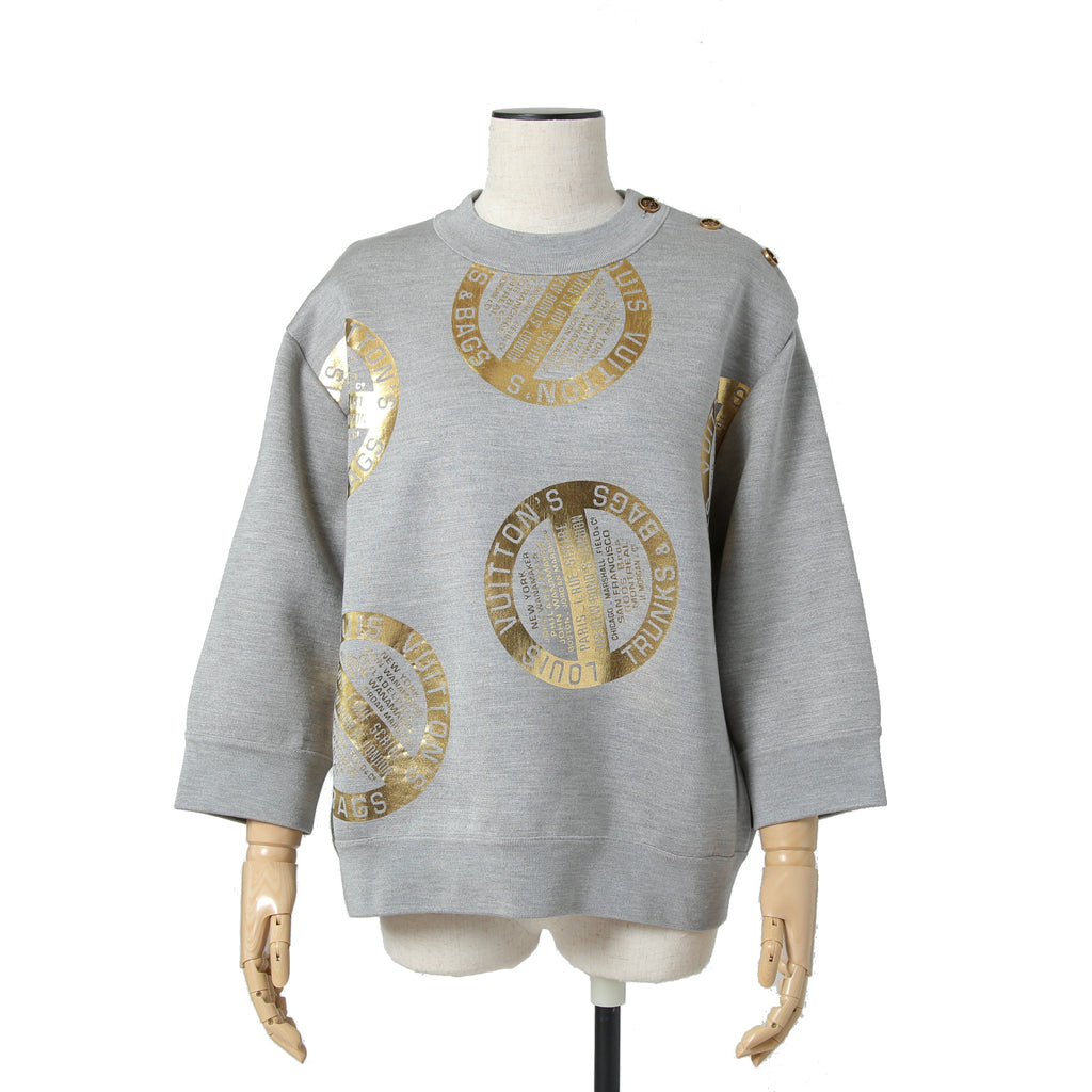 LOUIS VUITTON ルイヴィトン / 美品 21AW シグネチャー スリークオータースリーブ スウェット / シルク カシミア / size L (GRAY)