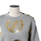 LOUIS VUITTON ルイヴィトン / 美品 21AW シグネチャー スリークオータースリーブ スウェット / シルク カシミア / size L (GRAY)