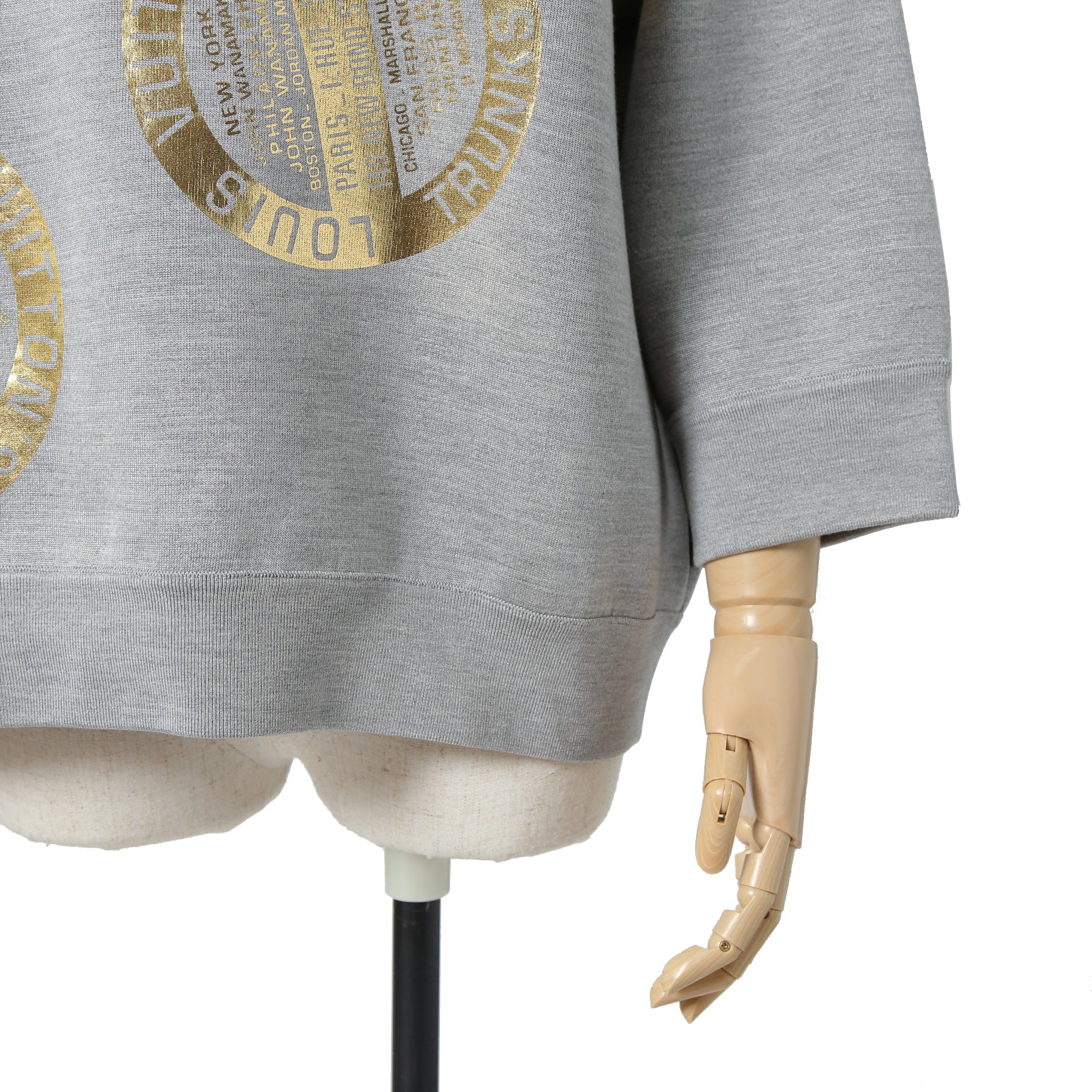 LOUIS VUITTON ルイヴィトン / 美品 21AW シグネチャー スリークオータースリーブ スウェット / シルク カシミア / size L (GRAY)