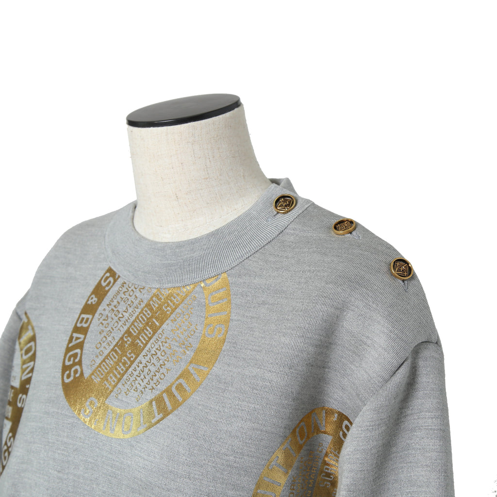 LOUIS VUITTON ルイヴィトン / 美品 21AW シグネチャー スリークオータースリーブ スウェット / シルク カシミア / size L (GRAY)