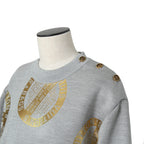 LOUIS VUITTON ルイヴィトン / 美品 21AW シグネチャー スリークオータースリーブ スウェット / シルク カシミア / size L (GRAY)