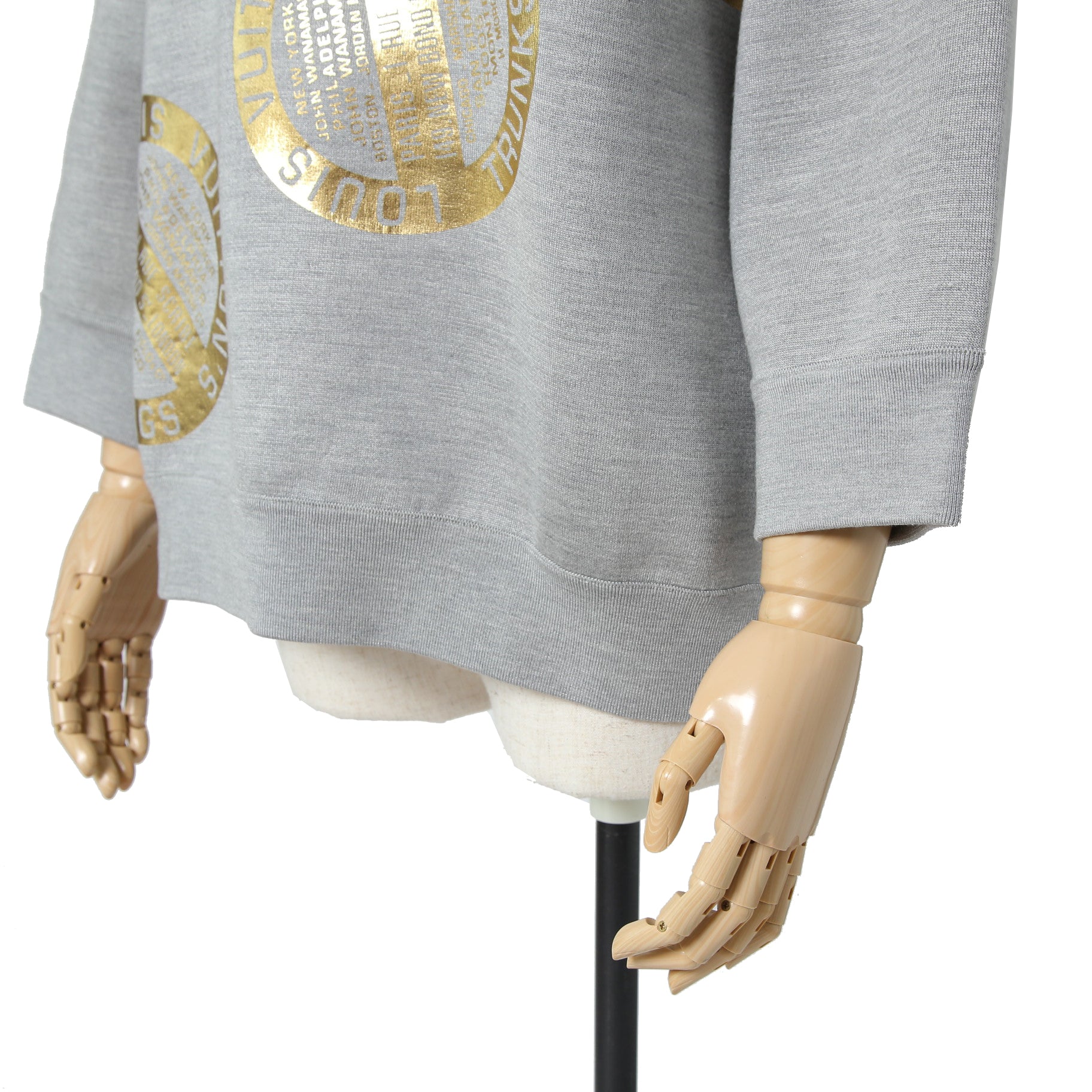 LOUIS VUITTON ルイヴィトン / 美品 21AW シグネチャー スリークオータースリーブ スウェット / シルク カシミア / size L (GRAY)