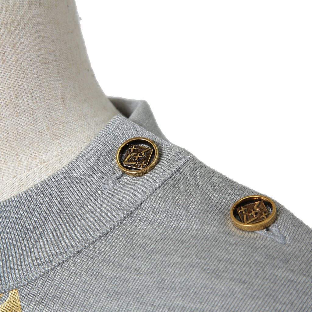 LOUIS VUITTON ルイヴィトン / 美品 21AW シグネチャー スリークオータースリーブ スウェット / シルク カシミア / size L (GRAY)