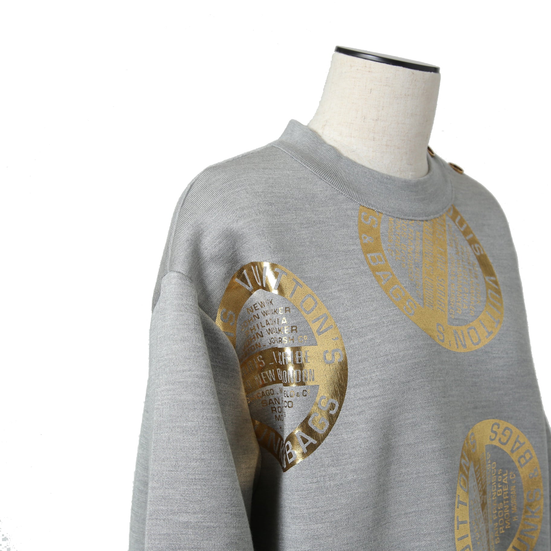 LOUIS VUITTON ルイヴィトン / 美品 21AW シグネチャー スリークオータースリーブ スウェット / シルク カシミア / size L (GRAY)