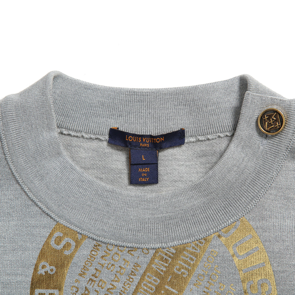 LOUIS VUITTON ルイヴィトン / 美品 21AW シグネチャー スリークオータースリーブ スウェット / シルク カシミア / size L (GRAY)