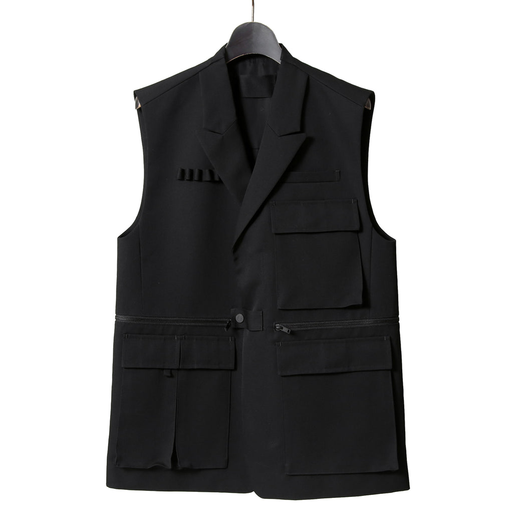 th products / 22AW 美品 ミリタリー テーラード ベスト / ウールギャバジン / 2022-JK42-M202 / size 2 (BLACK)