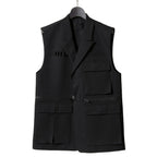 th products / 22AW 美品 ミリタリー テーラード ベスト / ウールギャバジン / 2022-JK42-M202 / size 2 (BLACK)