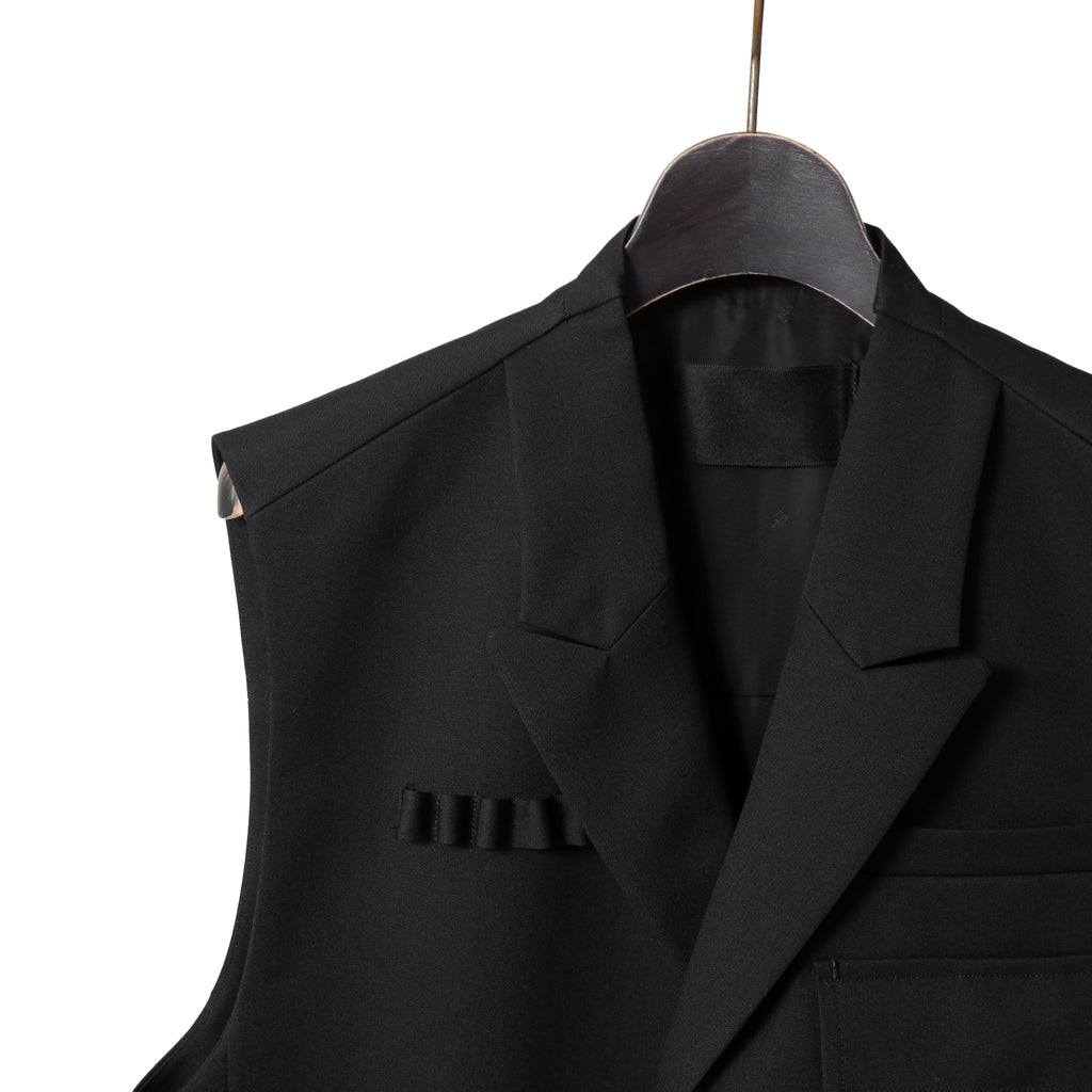 th products / 22AW 美品 ミリタリー テーラード ベスト / ウールギャバジン / 2022-JK42-M202 / size 2 (BLACK)