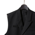 th products / 22AW 美品 ミリタリー テーラード ベスト / ウールギャバジン / 2022-JK42-M202 / size 2 (BLACK)