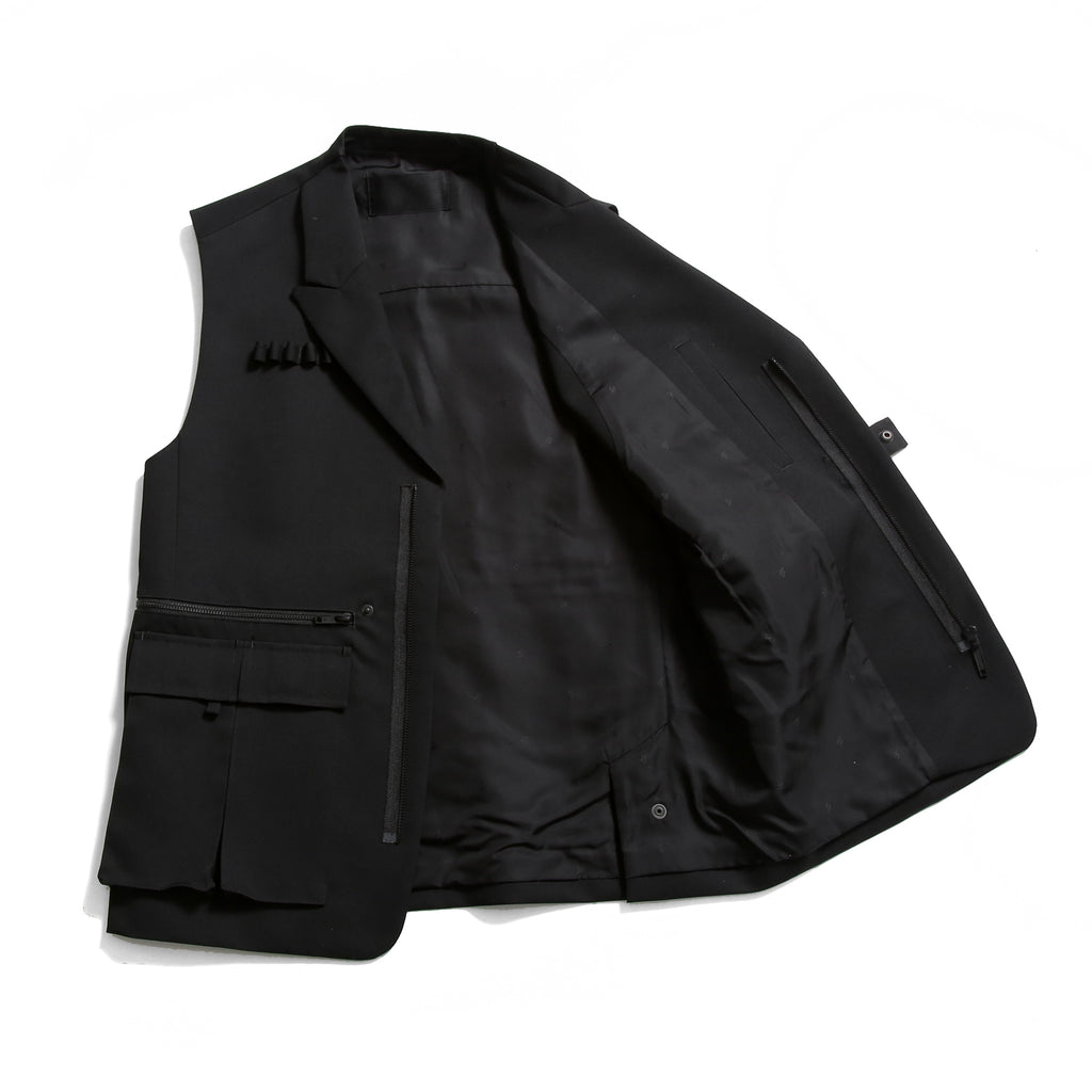 th products / 22AW 美品 ミリタリー テーラード ベスト / ウールギャバジン / 2022-JK42-M202 / size 2 (BLACK)