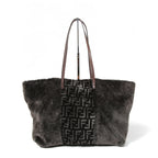 フェンディ / 2011年商品 美品 おまけ付 ズッカ柄 ムートン トート バッグ / SHOPING ROLL BAG MD / 8BH126 00EKE F0NCP / DARK GRAY